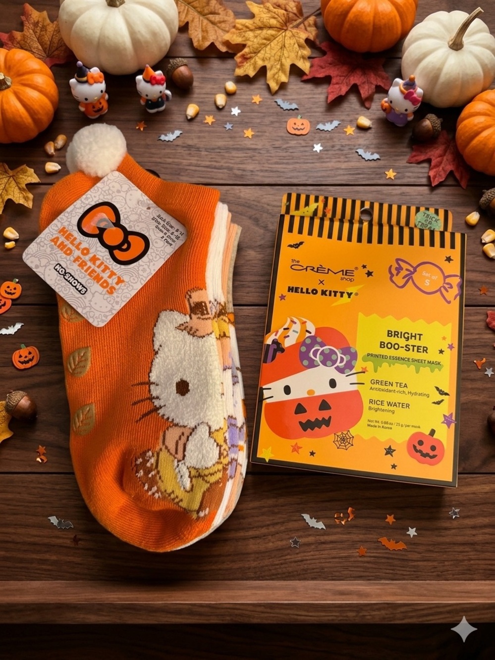 Hello Kitty Halloween No show socks 4 pack &the Crème shop x Hello Kitty 5 masks